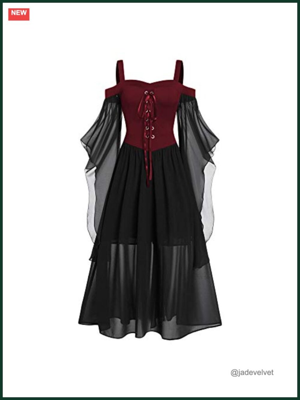 Plus Size Gothic Maxi Dress Butterfly Sleeve Sweetheart Neck Halloween